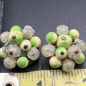 Vintage 1950’s Japan Cluster Bead Earrings
